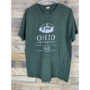 Ohio University Dad Men's Sz L Green Heavy Cotton Short Sleeve T-Shirt